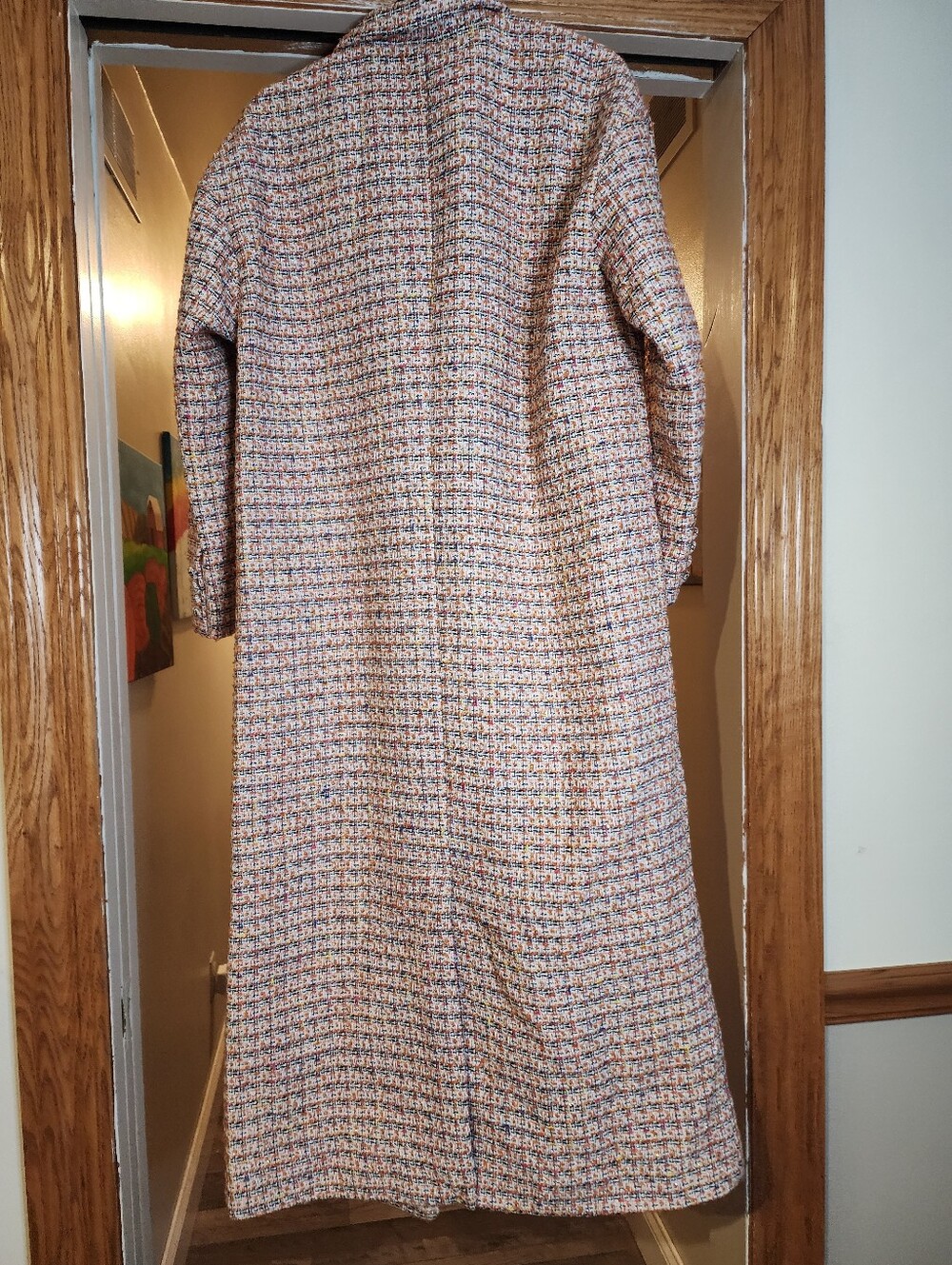 Boden Multi-Color Tweed Long Trench Coat - Picture 7 of 8